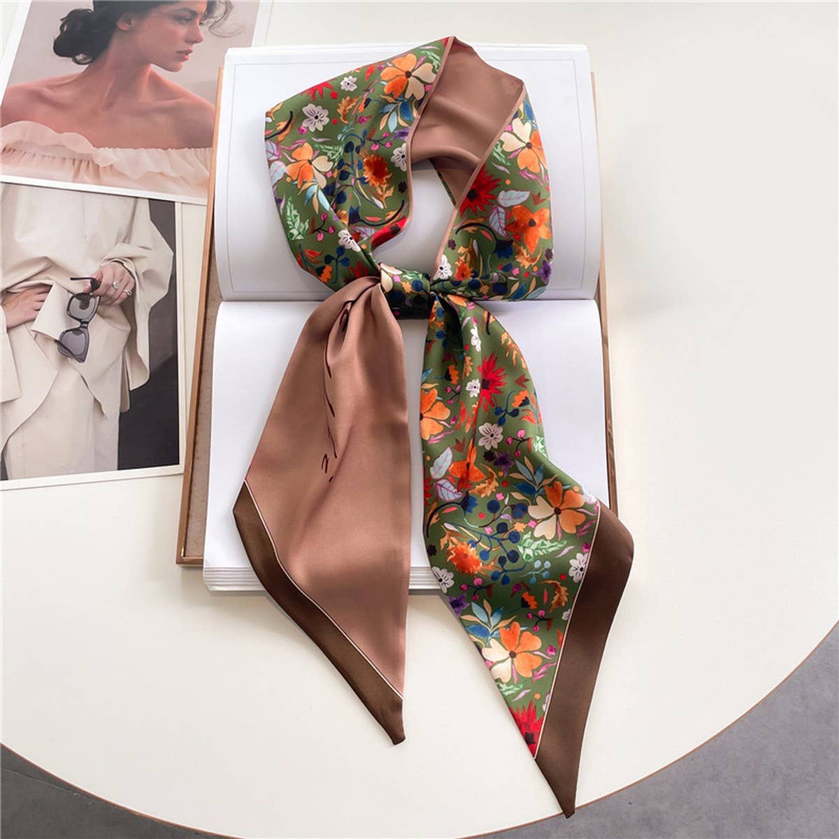 FASHIONABLE DOUBLE-LAYER RIBBON ANGLED HEAD SCARF
