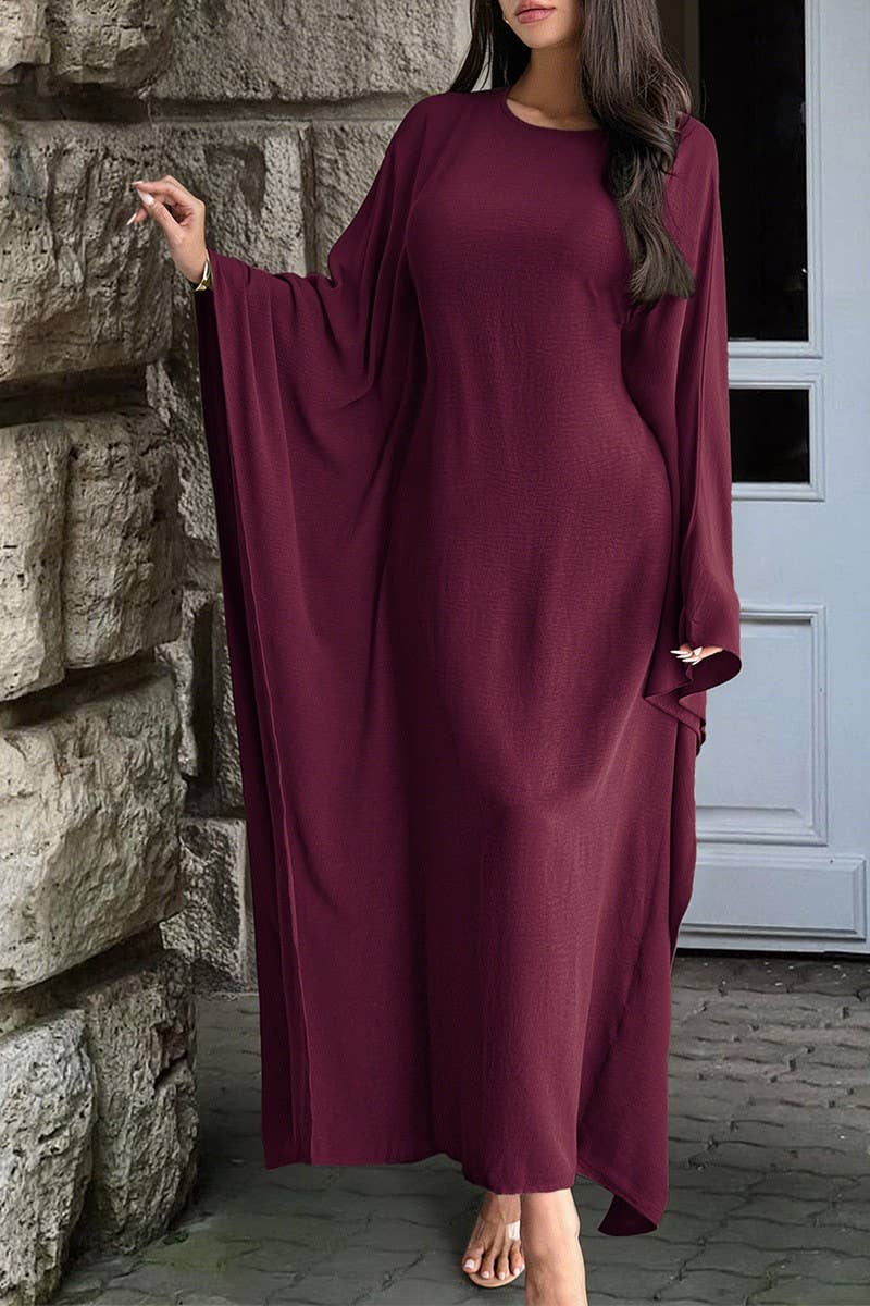 CWDMD01186_ELEGANT SOLID LONG SLEEVE EVENING DRESS