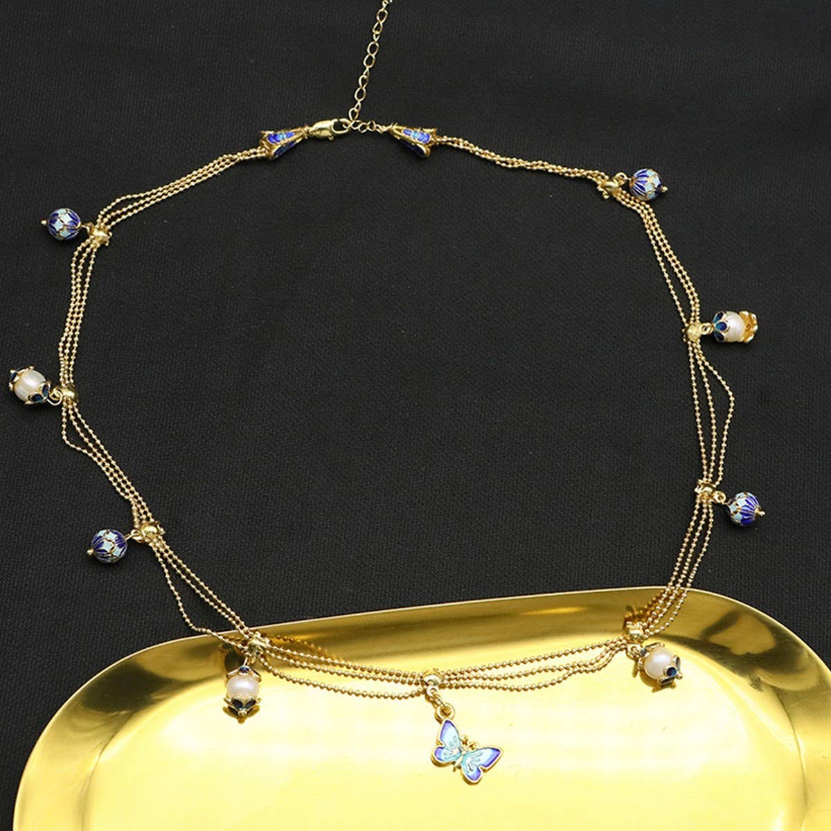 WOMEN'S TASSEL BUTTERFLY NATURAL PEARL NECKLACE