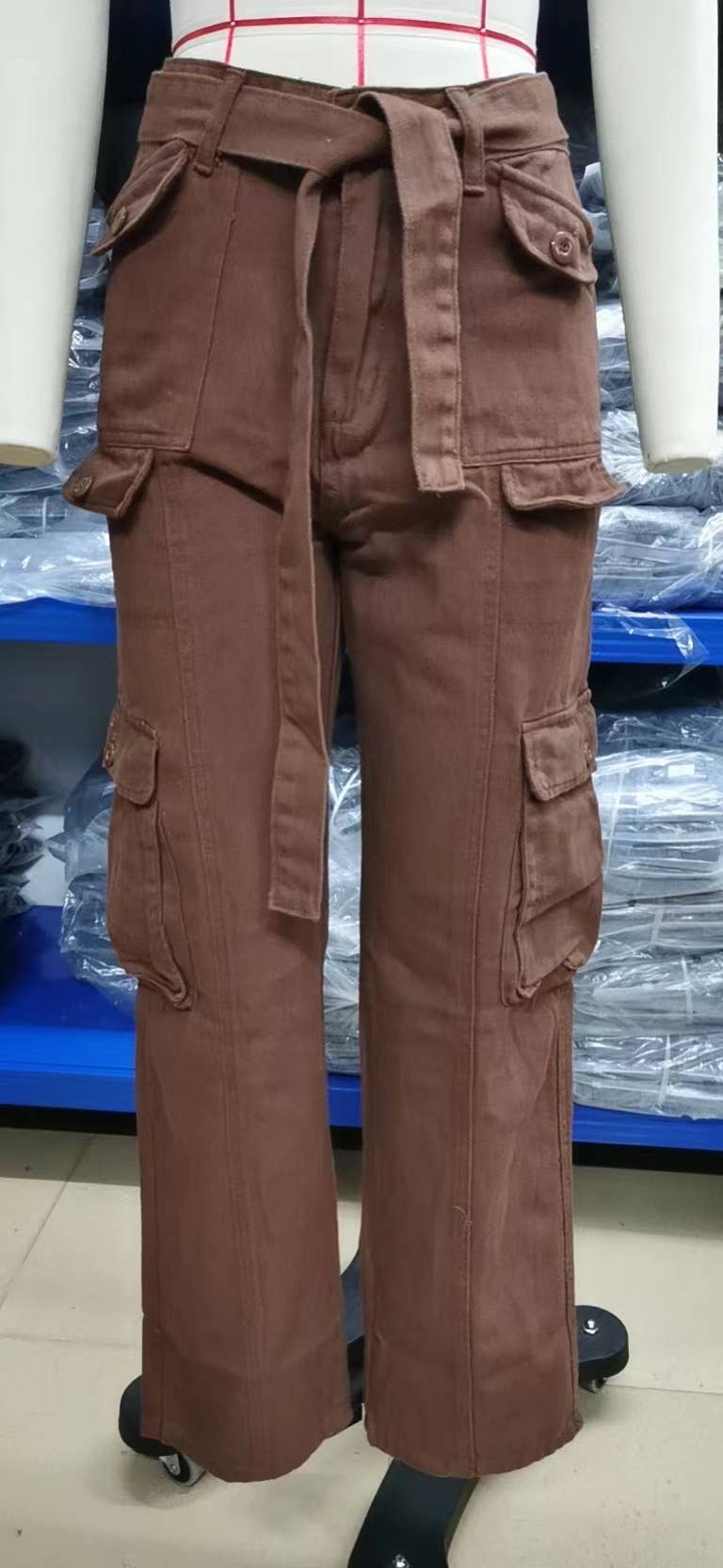 Washed denim heavy industry casual workwear pants