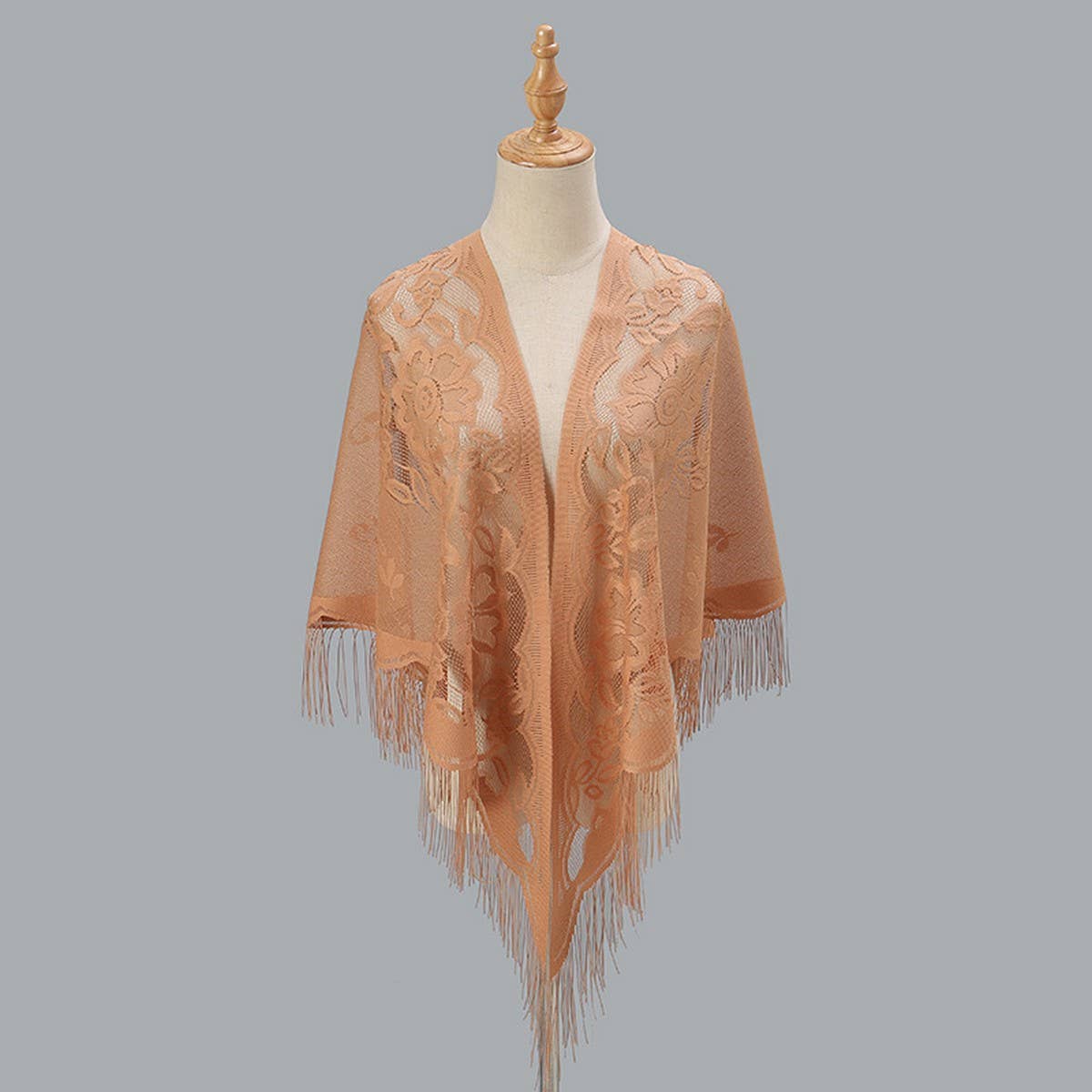 Breathable Tassel Triangle Scarf - Hollow Knit Wrap_CWMM1993