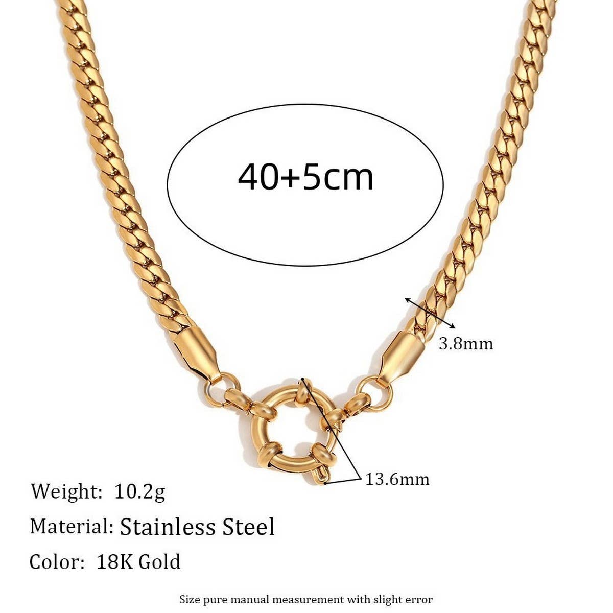 Basic loose chain heart round necklace_CWMM5711