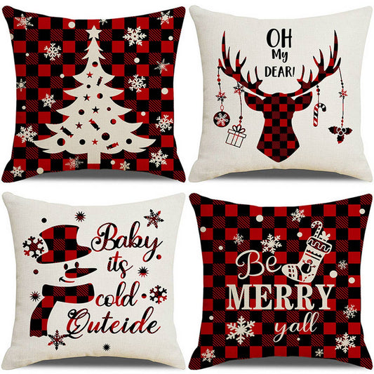 CHRISTMAS TREE RED AND BLACK PLAID PILLOWCASE