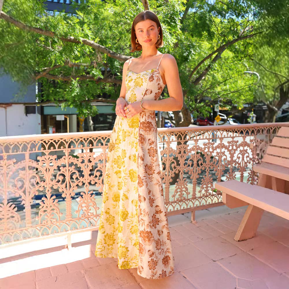 Fashion casual print halter halter swing dress