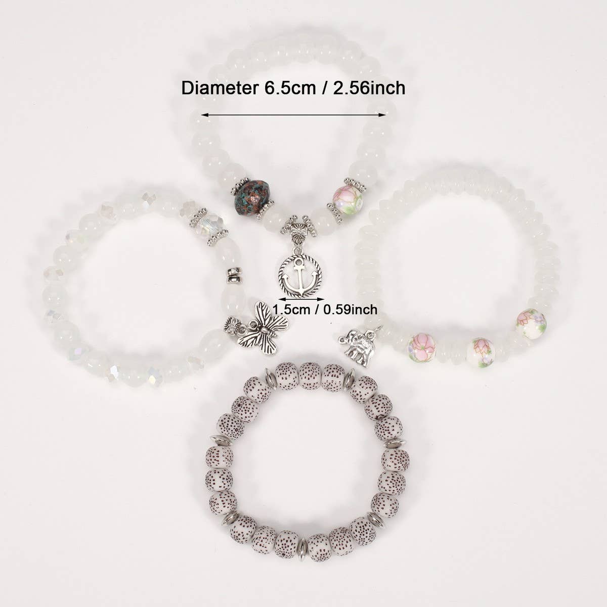 CWMM10444_BOHO BUTTERFLY ANCHOR ELEPHANT LAYERED BRACELETS