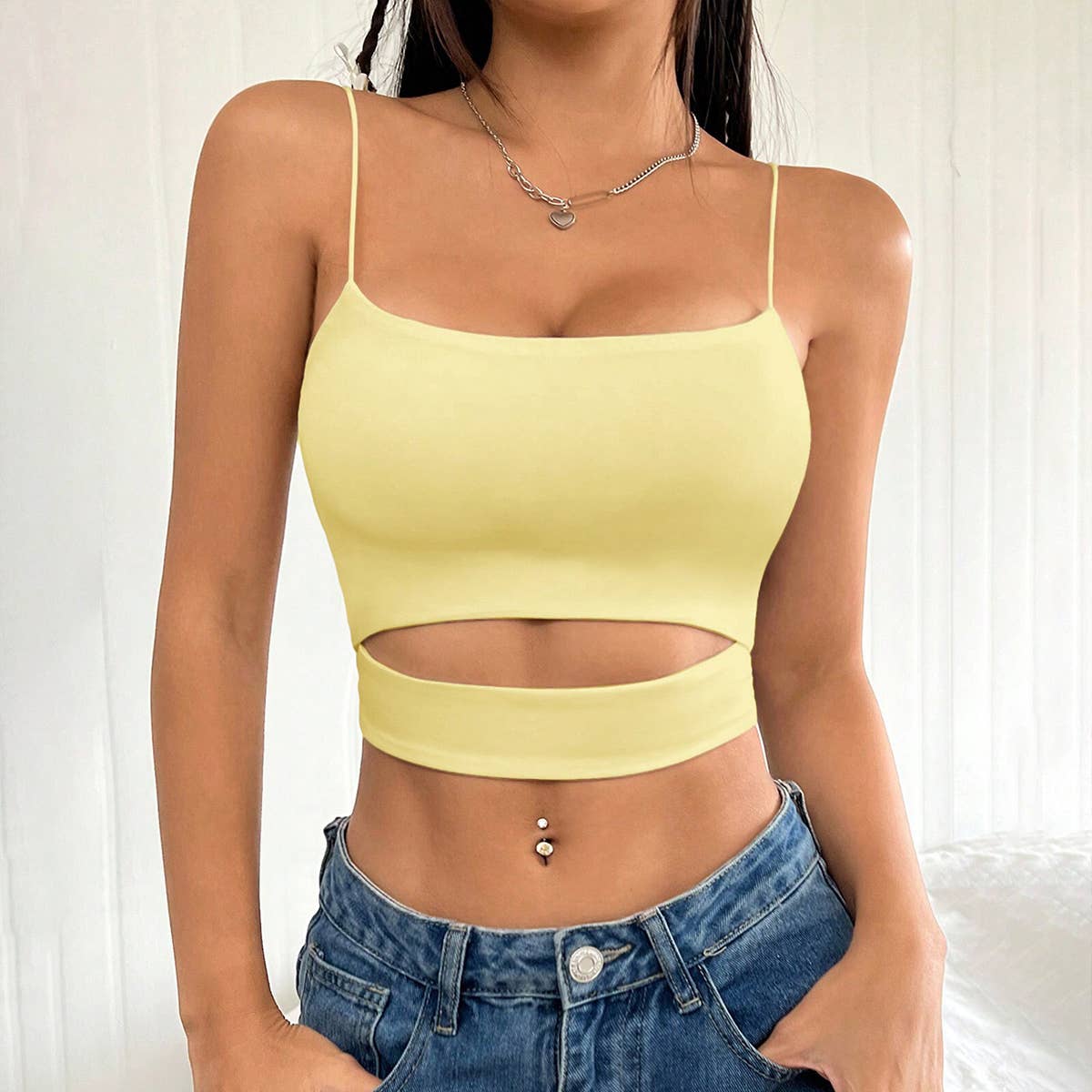Trendy Hollow Out Cropped Tank Top