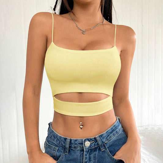 Trendy Hollow Out Cropped Tank Top