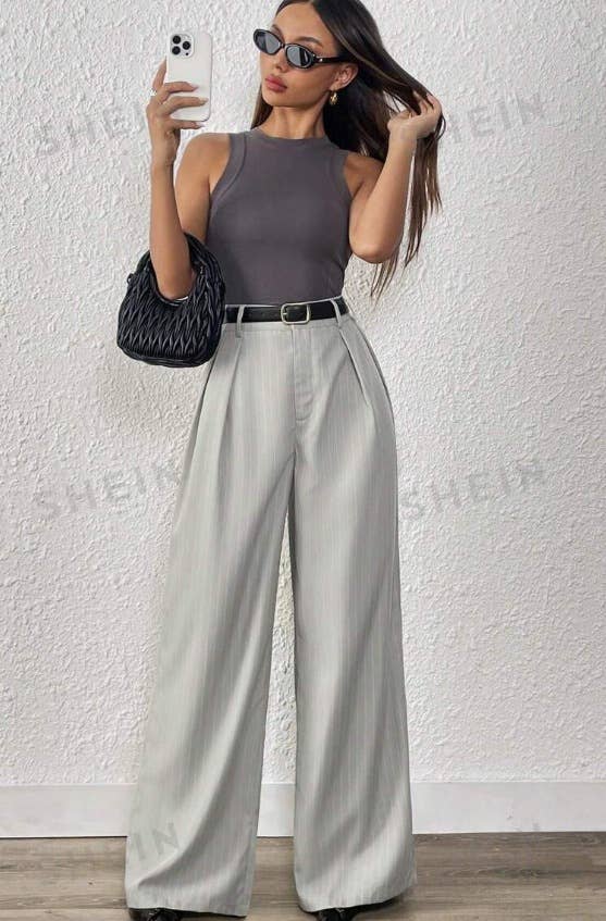 Sagging straight leg casual floor length pants