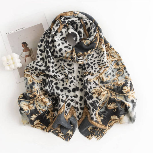 Leopard Print Scarf - Chic Warm Shawl for Women