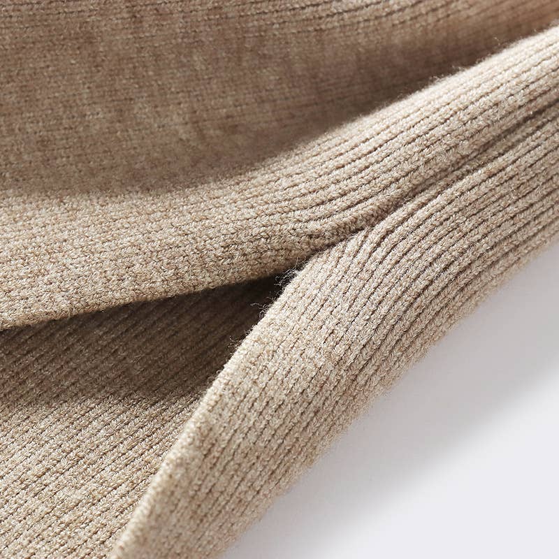 SIMPLE SLIM-FIT WRAP BOTTOM SPLIT KNIT SKIRT