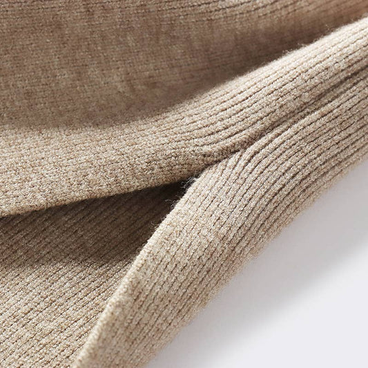 SIMPLE SLIM-FIT WRAP BOTTOM SPLIT KNIT SKIRT