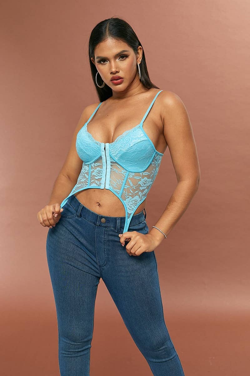 CWMU0312_SEXY LACE SLEEVELESS HALTER UNDERWEAR VEST