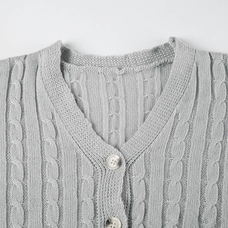 SLOUCHY BREASTED V-NECK TWIST SWEATER CARDIGAN