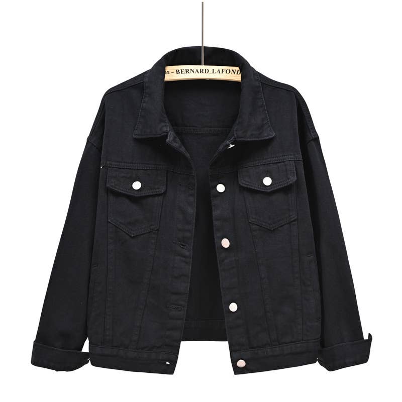 Solid color slim cropped denim jacket casual jacket