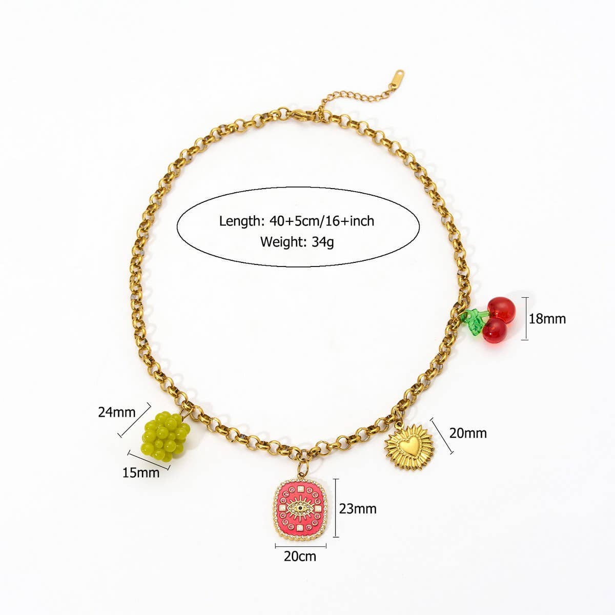 Trendy Titanium Steel Necklace with Fruit Charms