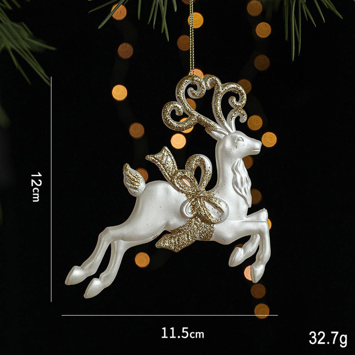 Gold Glitter Xmas Sled Santa Angel Reindeer Decor