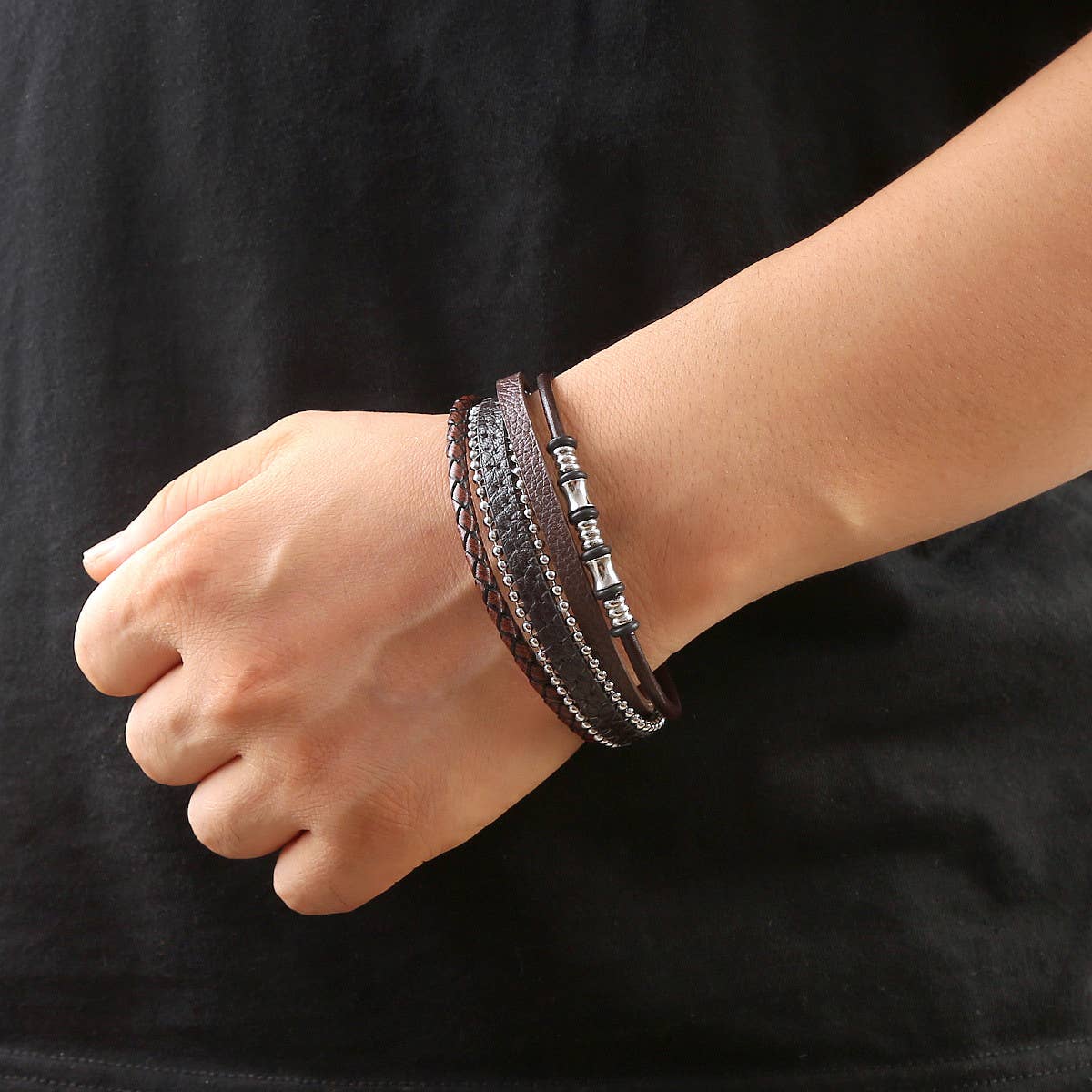 MULTI-LAYERED HANDWOVEN MAGNET CLASP BRACELET