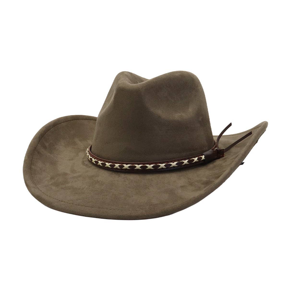 Soft Suede Western Cowboy Fedora Hat Ethnic Style_CWAH04401