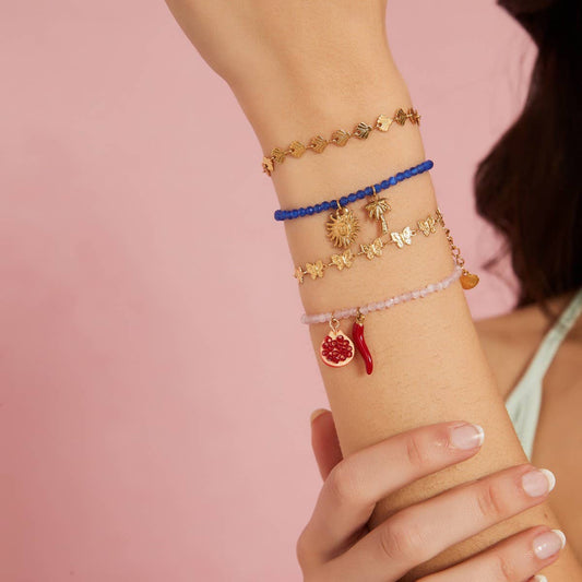 Original Natural Stone Bracelet withSunflowerCharm_CWAJE4593