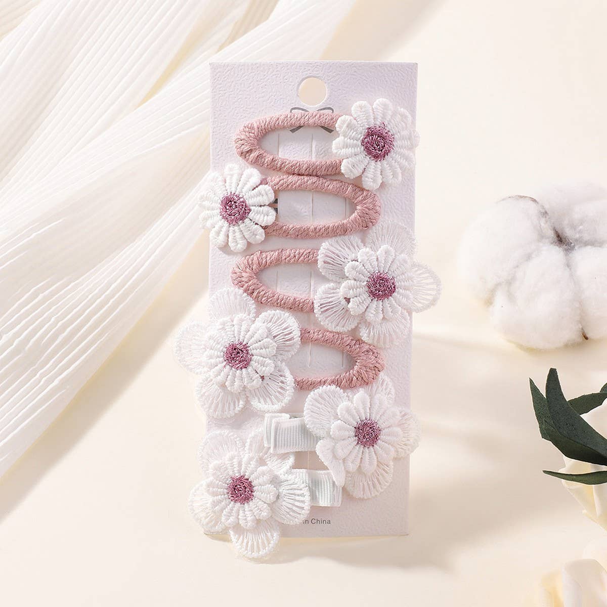 Fresh Daisy Hair Clip Set ? Handmade Fabric Clips