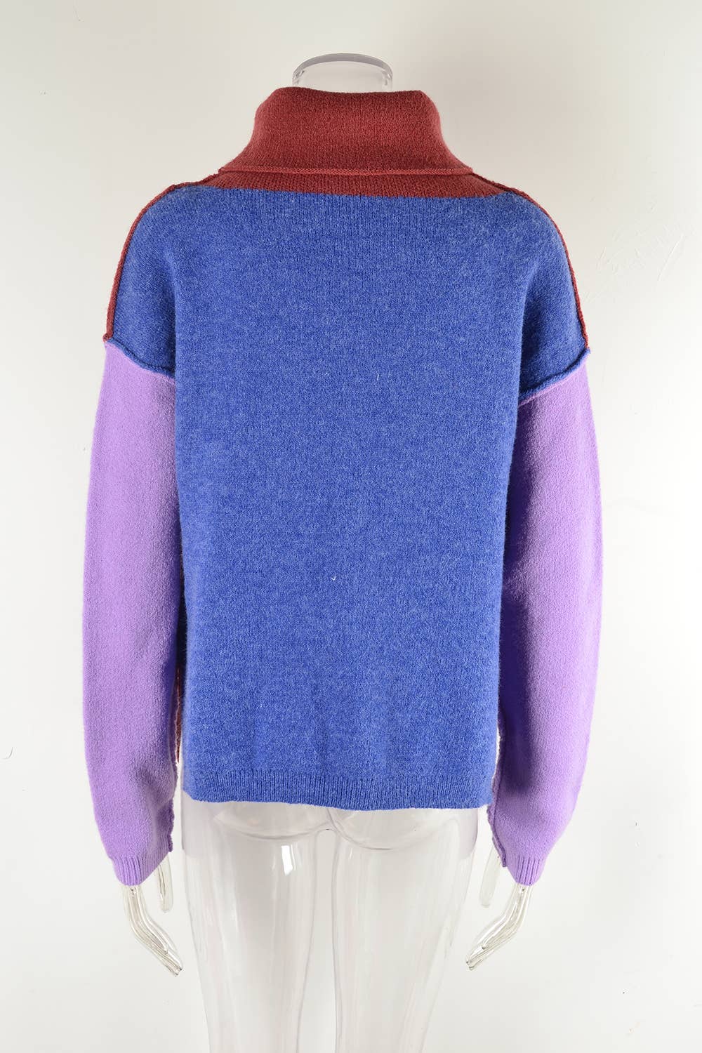 Patchwork Fashion Knit Turtleneck Sweater