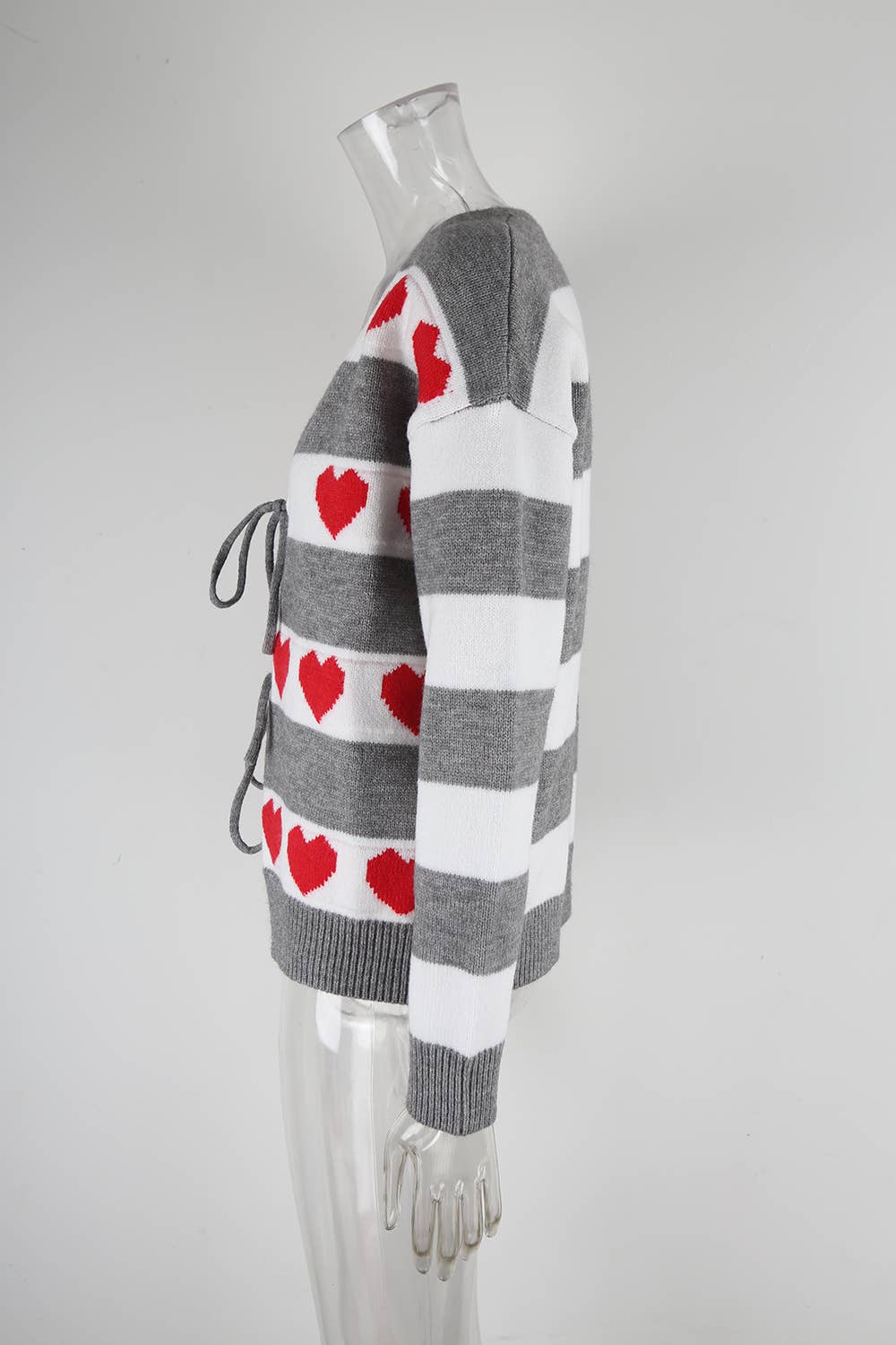 Valentine's Day heart-shaped drawstring cardigan