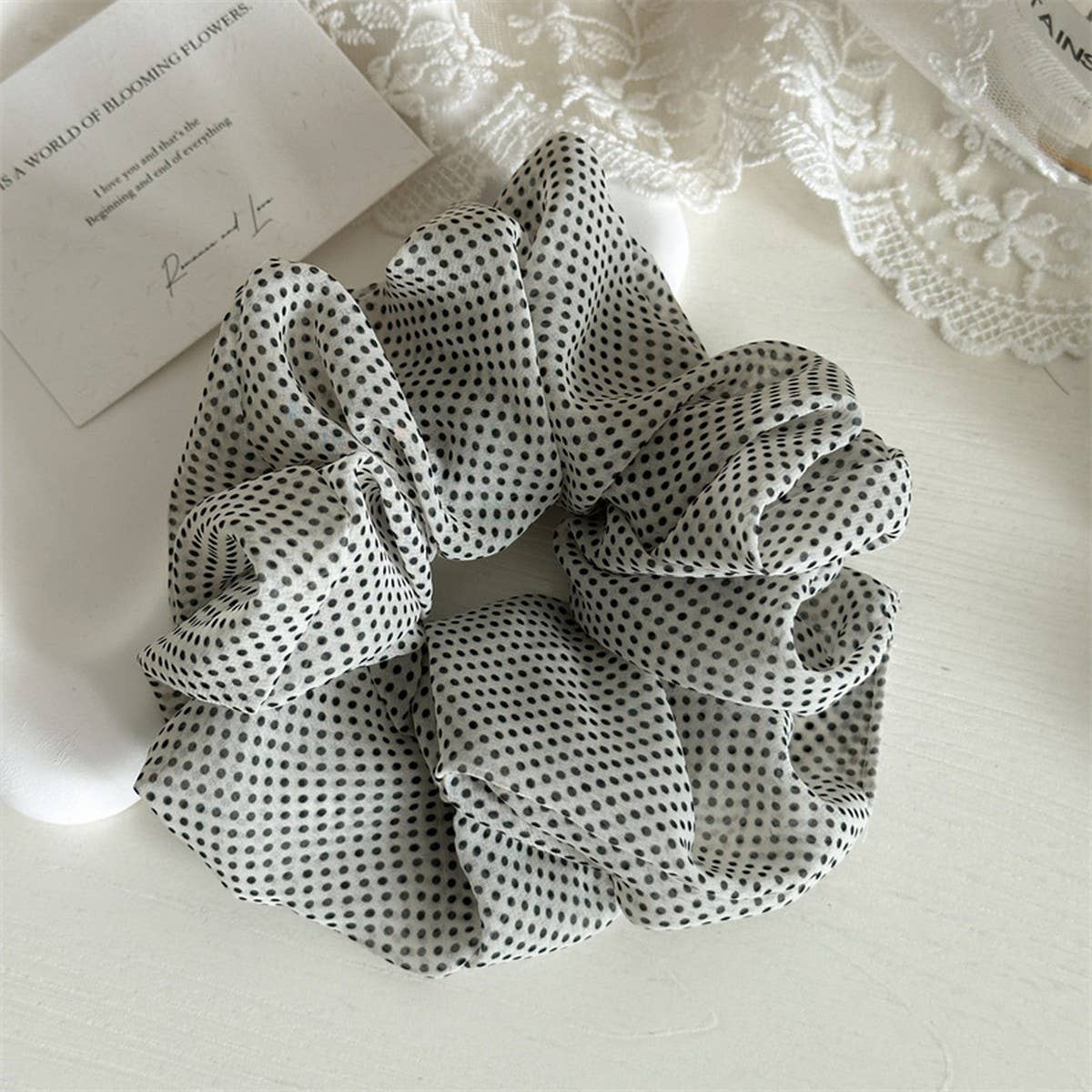 NEW MESH POLKA DOT LARGE INTESTINE HAIR TIE