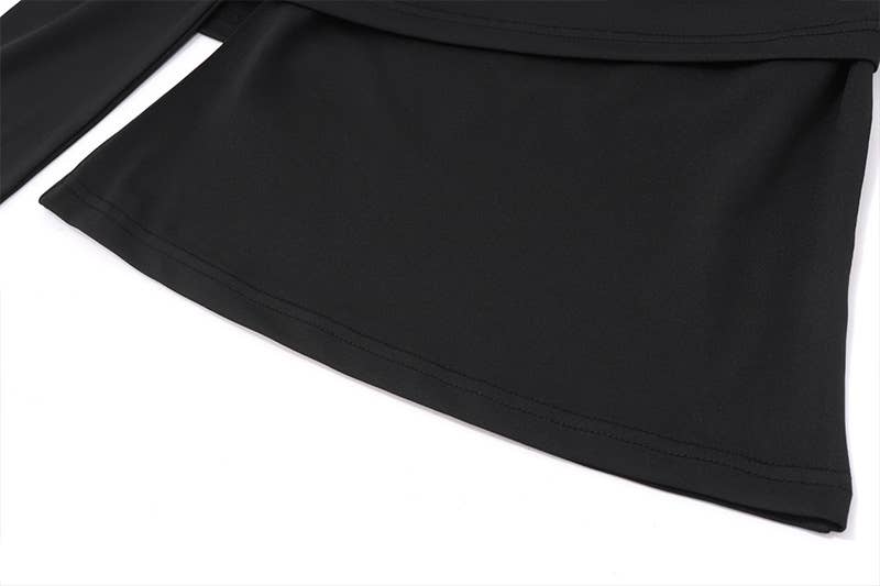 A solid-color fitted knitted top