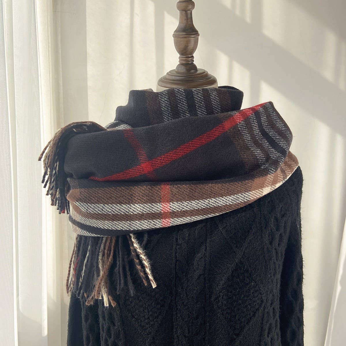 Plaid Scarf ??Warm Fringe Winter Wrap_CWASC1467