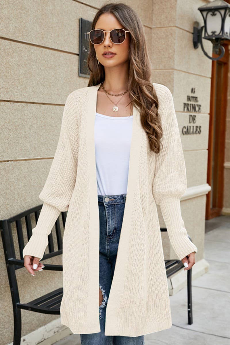CWOCAL0760_SOLID COLOR LONG KNITTED CARDIGAN WITH TIES