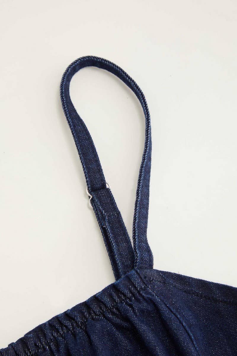 CWDSD8840_DENIM LOOK STRAPLESS SLEEVELESS MINI DRESS
