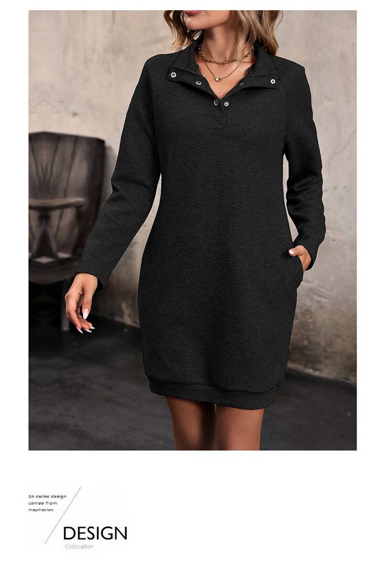 CWDSD5908_LONG SLEEVE SOLID COLOR SWEATER DRESS