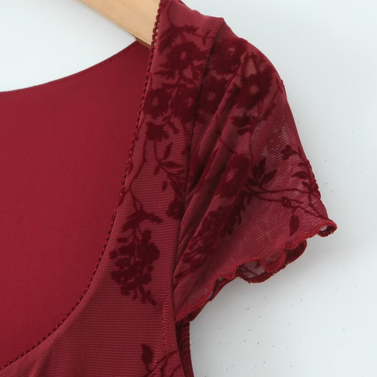 New Women??¢s Floral Velvet Tie Short Sleeve Dress_CWDMD5815