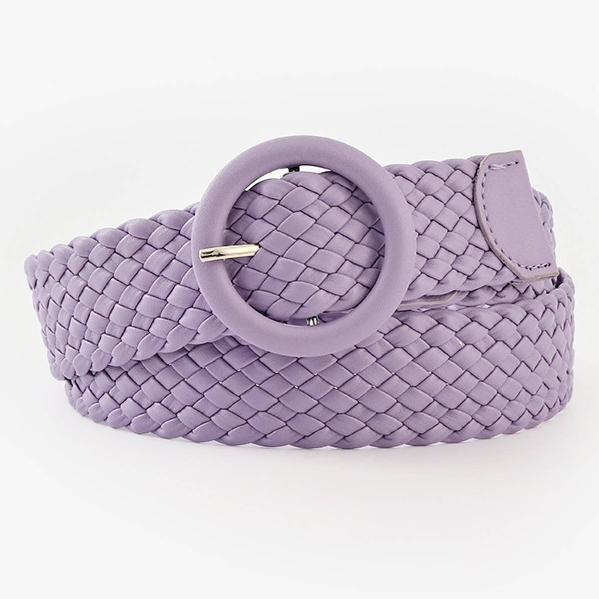 ROUND BUCKLE WOVEN BELT_CWABE0112