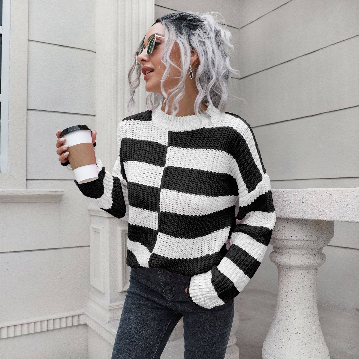 STRIPED SWEATER FALL AND WINTER LONG SLEEVES