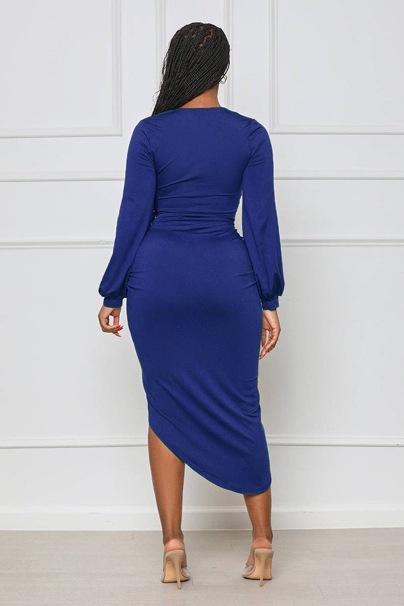 LONG SLEEVE WAIST IRREGULAR SEXY SLIM-FIT DRESS