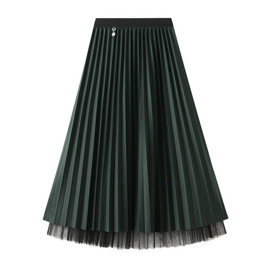 Reversible Pleated Tulle A-Line Midi Skirt