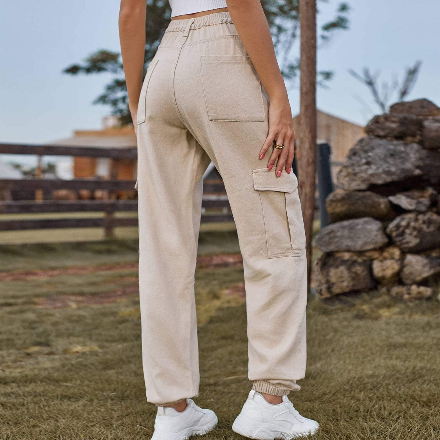 SEMI-ELASTIC PERSONALITY ALL-IN-ONE CARGO PANTS