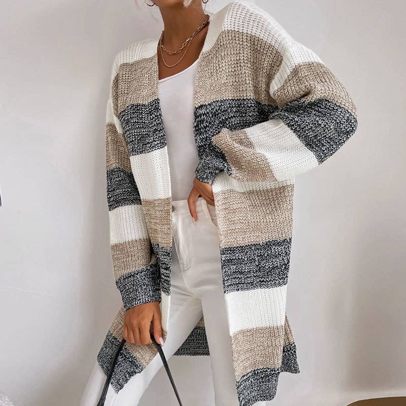STRIPED COLOR CARDIGAN KNIT ALL-IN-ONE JACKET