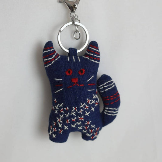 Hand-Embroidered Starry Cat Plush Charm