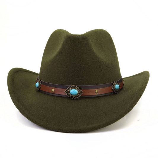 Turquoise Trim Western Cowboy Hat for Women_CWAH0688
