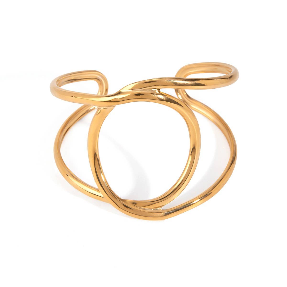 Minimalist Twisted Open Cuff in Titanium Steel