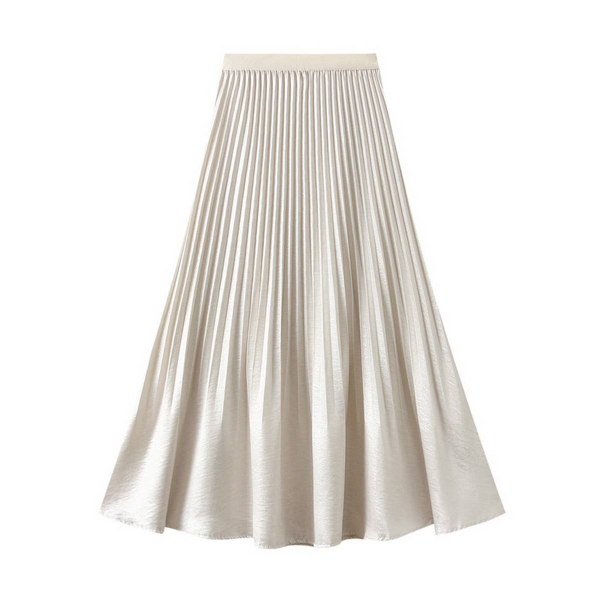 Pleated High-Waist Midi Skirt with Fishtail Design_CWBMS0342
