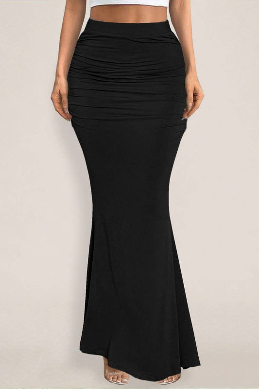 CWBLS0427_SUMMER SEXY HIGH-WAISTED RUCHED MAXI SKIRT