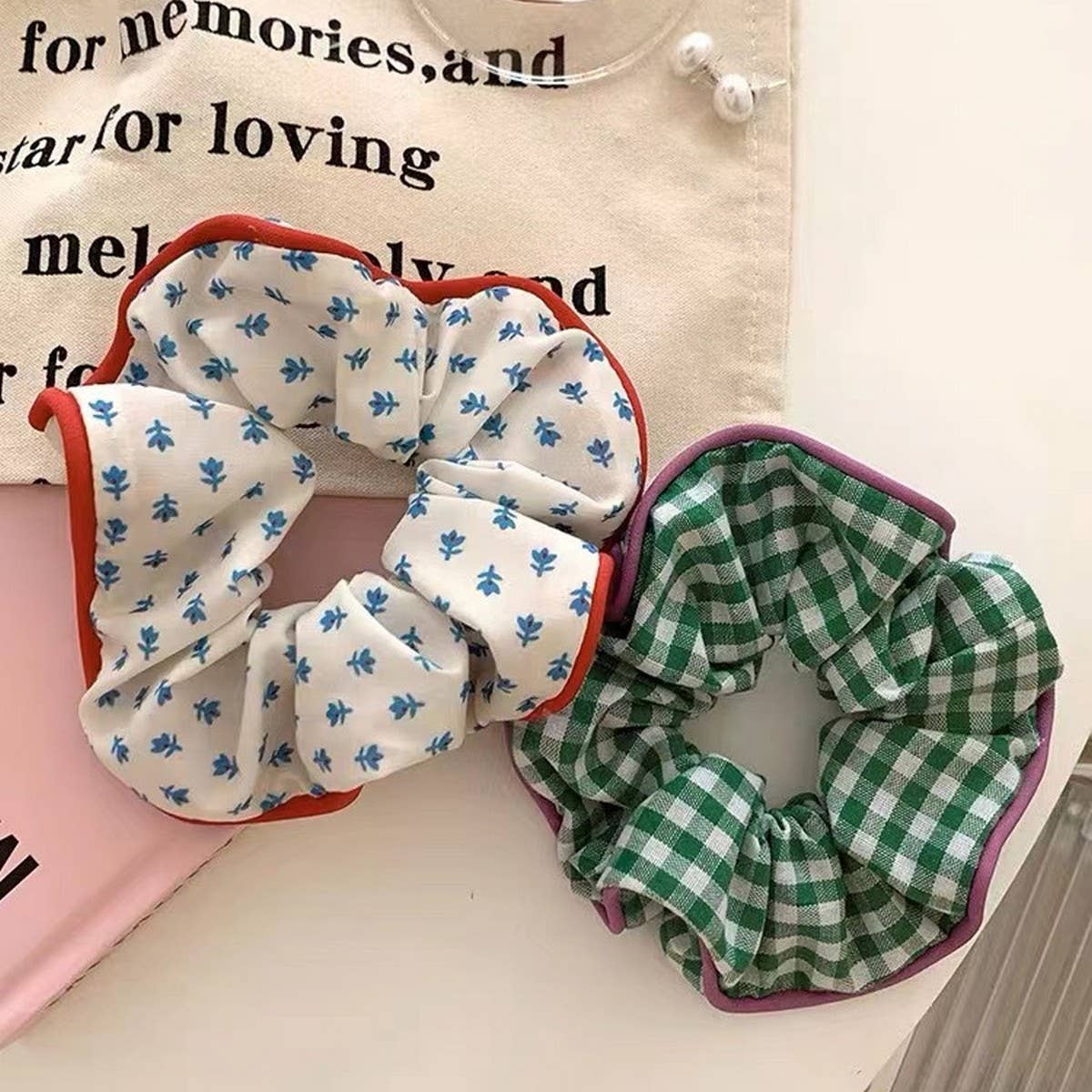 2024 NEW FOREST FLORAL PLAID HAIR TIE_CWAHA1371