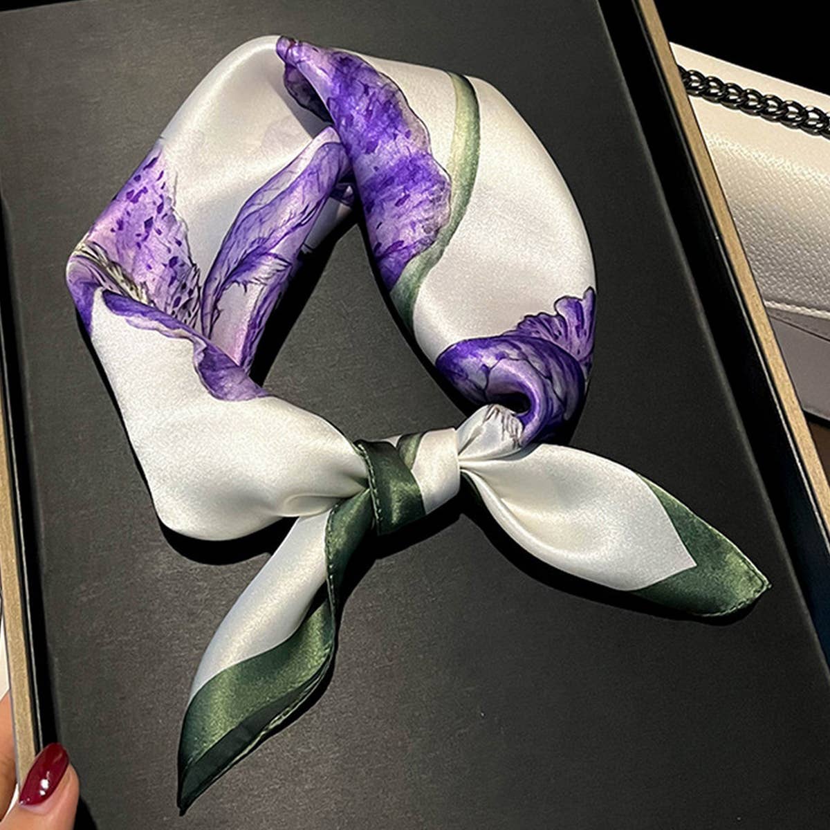 Silk Skinny Scarf - Purple Neck & Hair Ribbon