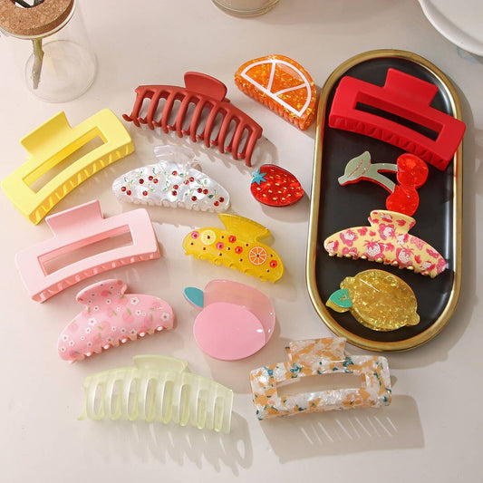 CWAHA07441_3PCS LARGE CANDY COLOR HAIR CLAW CLIP SET