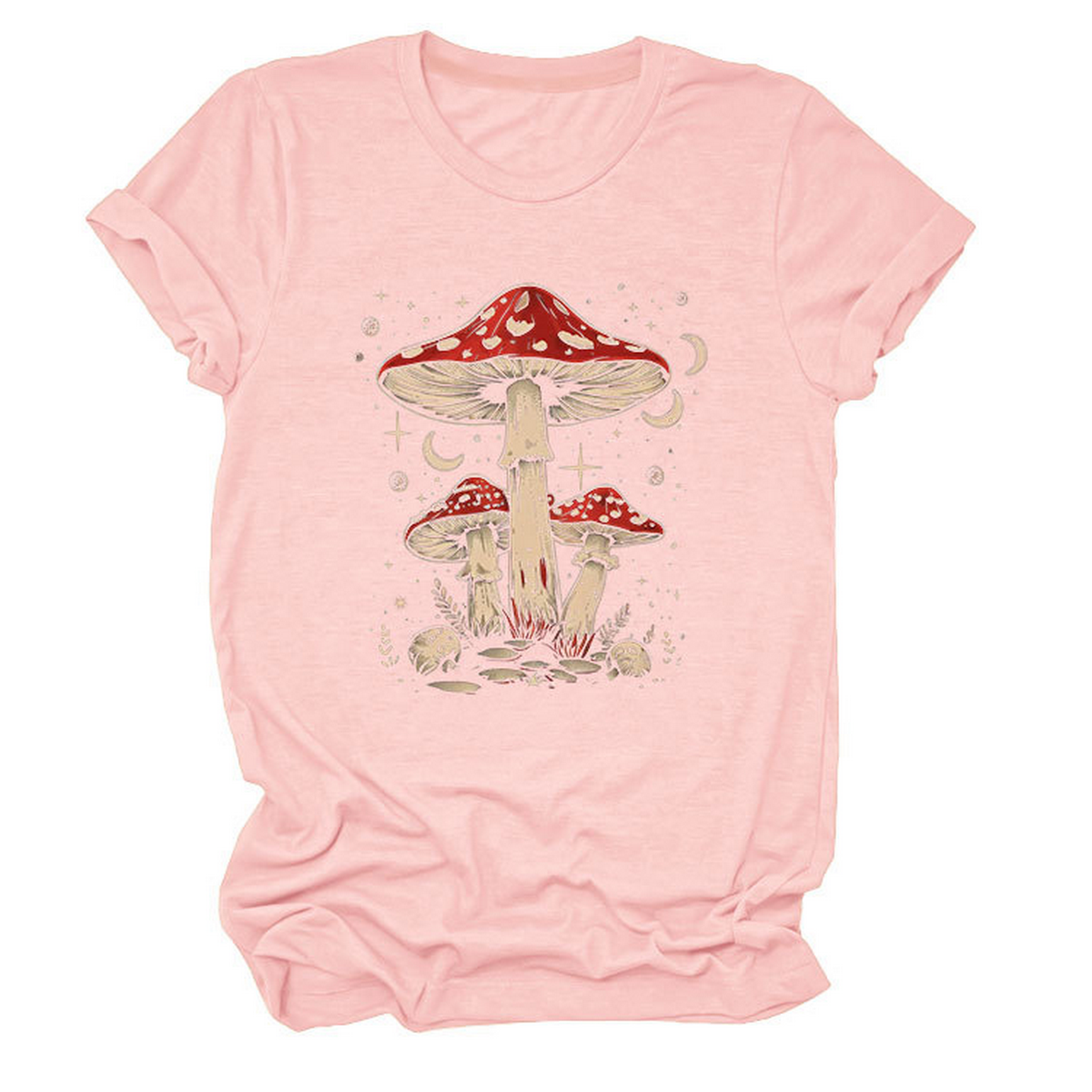 Playful Red Mushroom Print Women's Base Tee_CWTTS1510