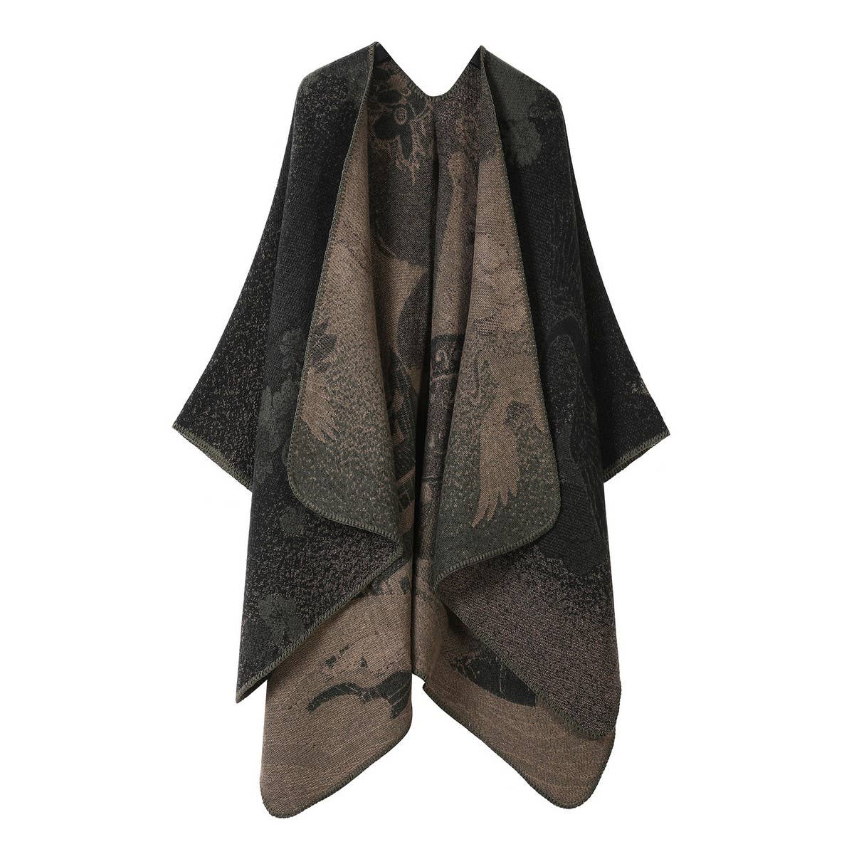SHAWL VINTAGE SCARF FAUX CASHMERE SLIT WARM CAPE