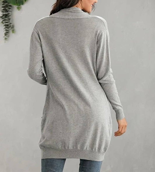 LONG SLEEVE SOLID COLOR CARDIGAN WITHOUT BUTTON